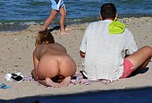 gf spreads her legs on beach