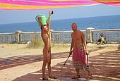 grannies nude beach action