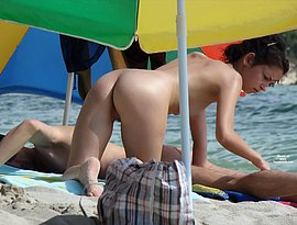 big tits on beach