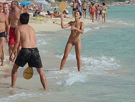 mom and son naked at the beach